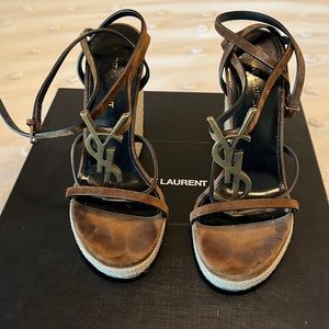 Brown Suede Saint Laurent Wedges size 6/36